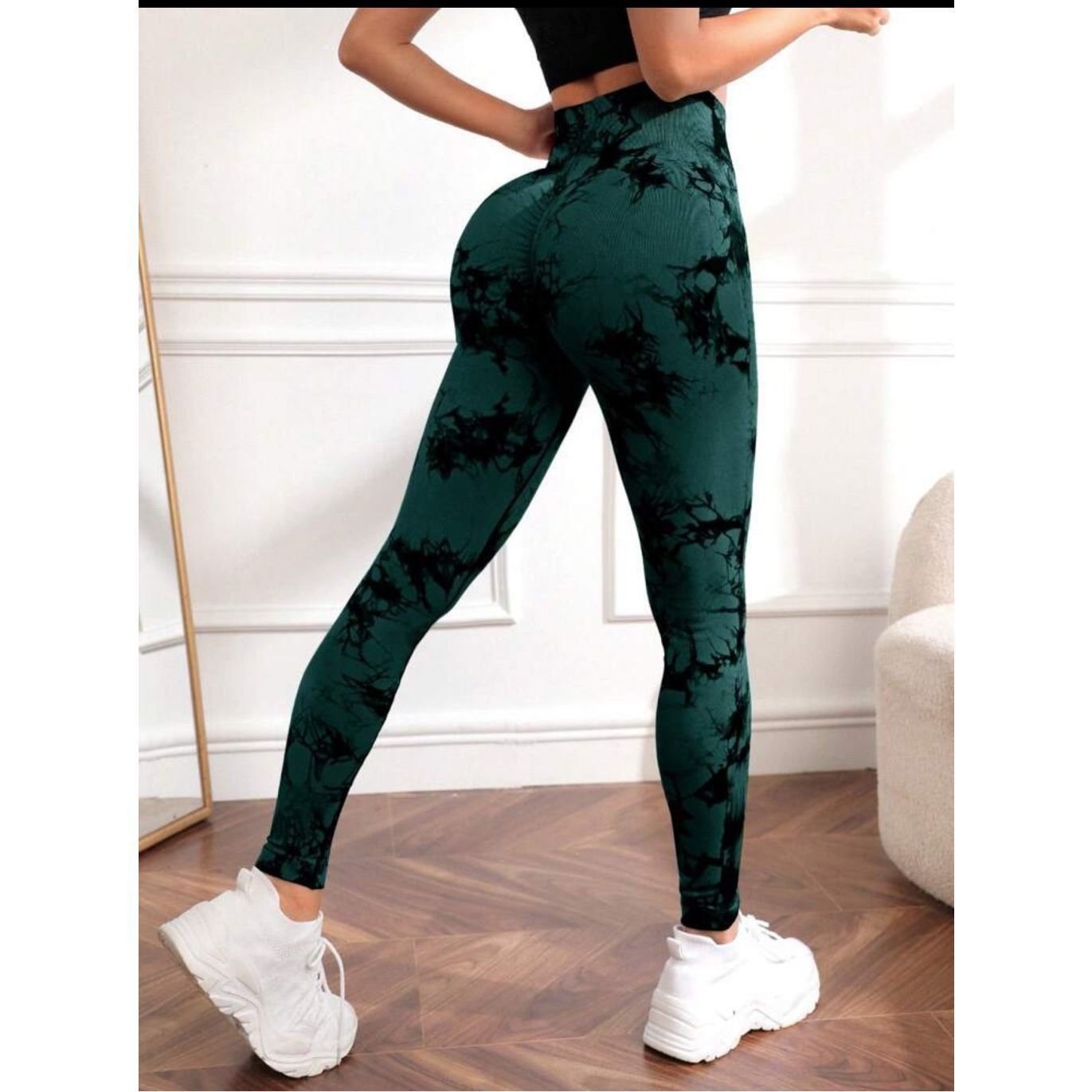 Other Green Black Tie-Dye Seamless High-Waist Leggings Women’s Siz Size 26" / US 2 / IT 38 - 3 Thumbnail