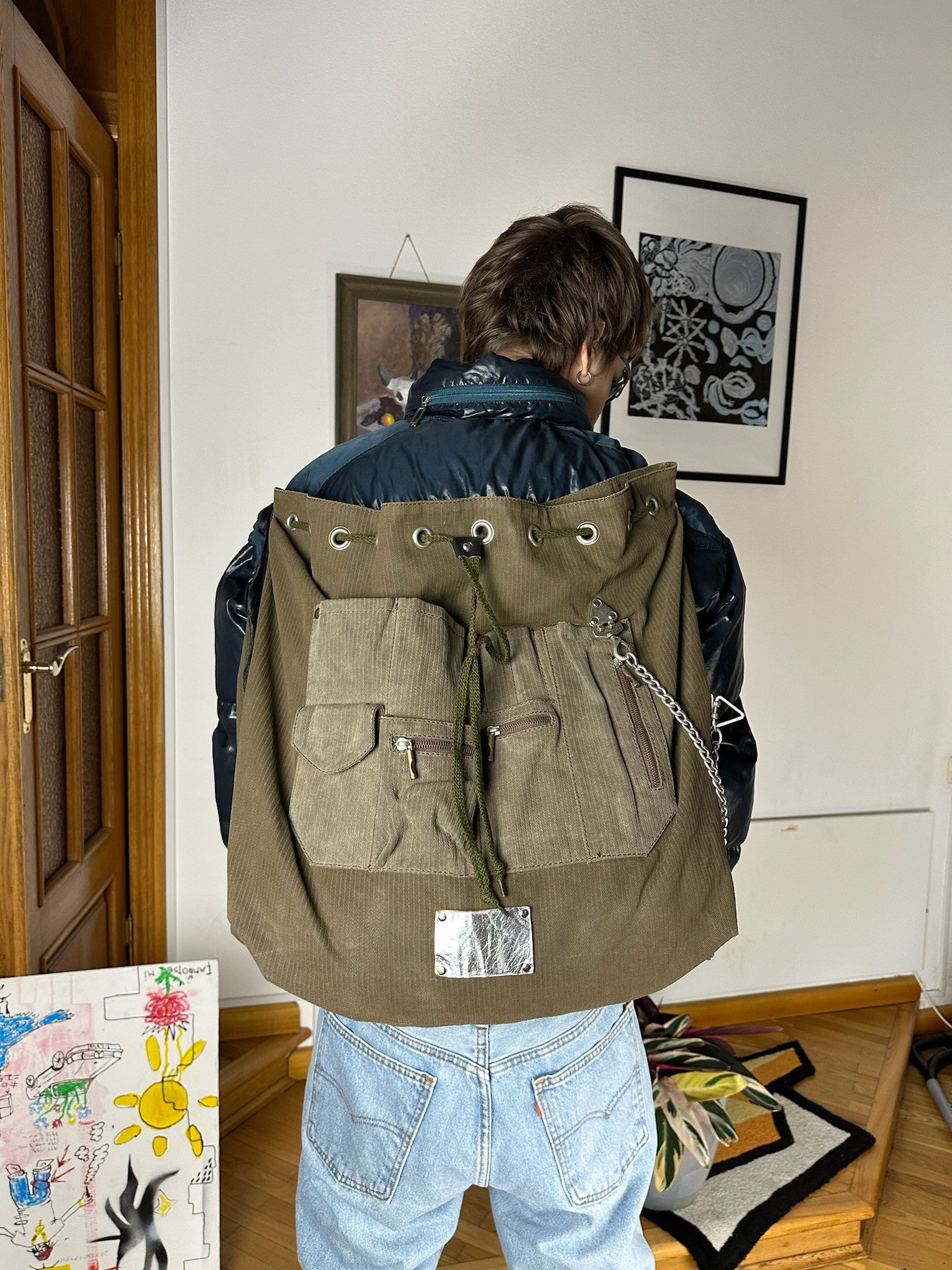 2000s Dolce & Gabbana Black army Cargo Shoulder Bag