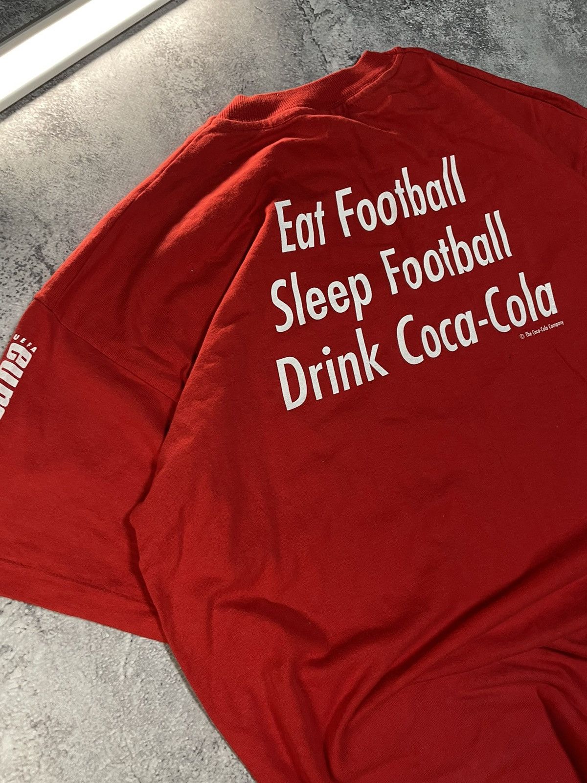 Coca Cola Vtg 90s Coca-Cola Euro 96 Football Single Stitch Tee Size US L / EU 52-54 / 3 - 10 Thumbnail