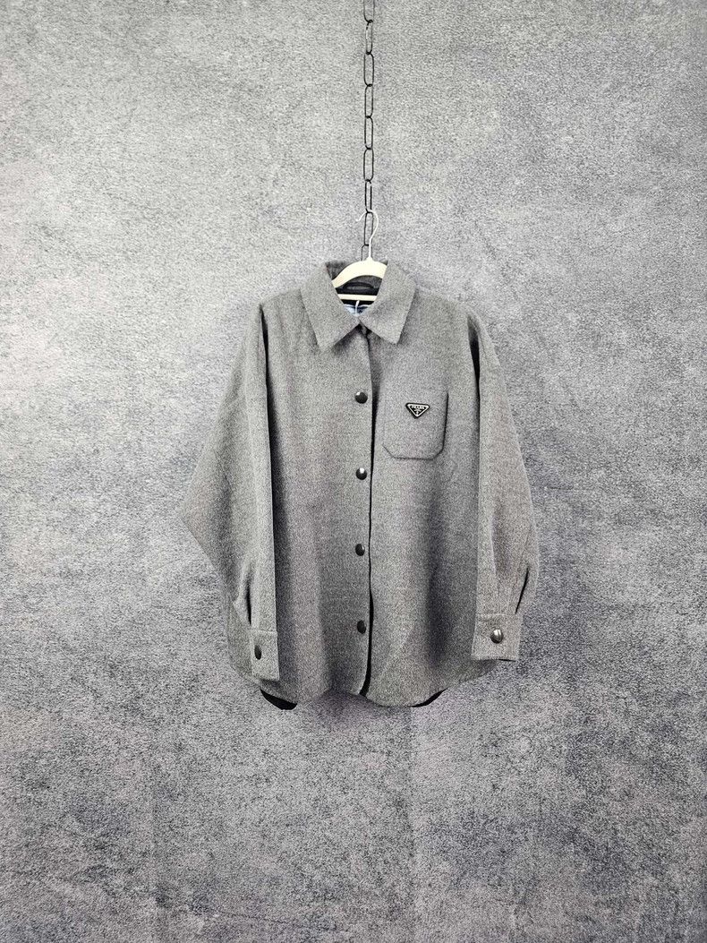 Prada Prada Gray Collared Jacket With Buttons Size US M / EU 48-50 / 2 - 1 Thumbnail