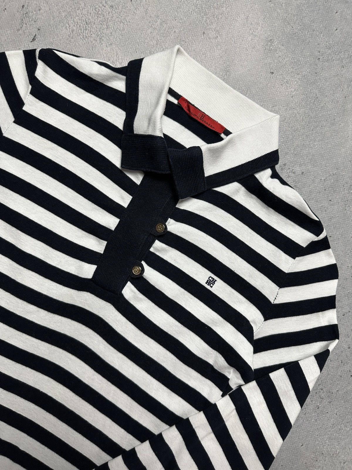 Carolina Herrera Carolina Herrera CH Striped Long Sleeve Vintage Polo Top Lux Size XS / US 0-2 / IT 36-38 - 2 Thumbnail