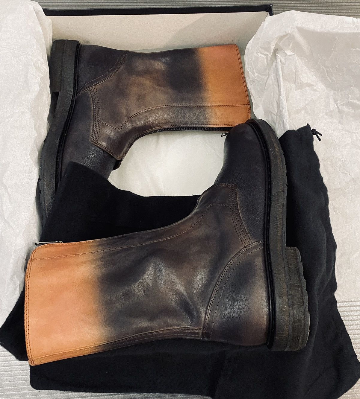 Ann Demeulemeester Ann Demeulemeester 🇮🇹 cognac/blk degrade dayzero boots 11 NEW Size US 11 / EU 44 - 7 Thumbnail