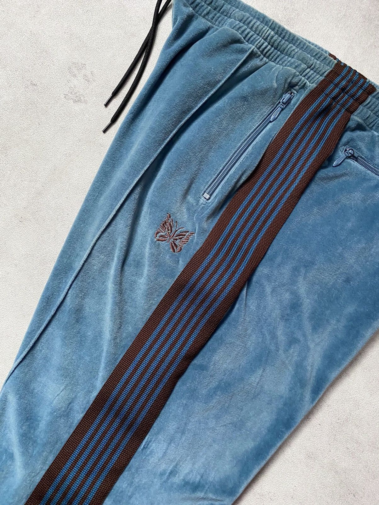 Needles NEEDLES NARROW LOGO, EMBROIDERED, BLEND VELOUR TRACK PANTS Size US 35 - 9 Thumbnail