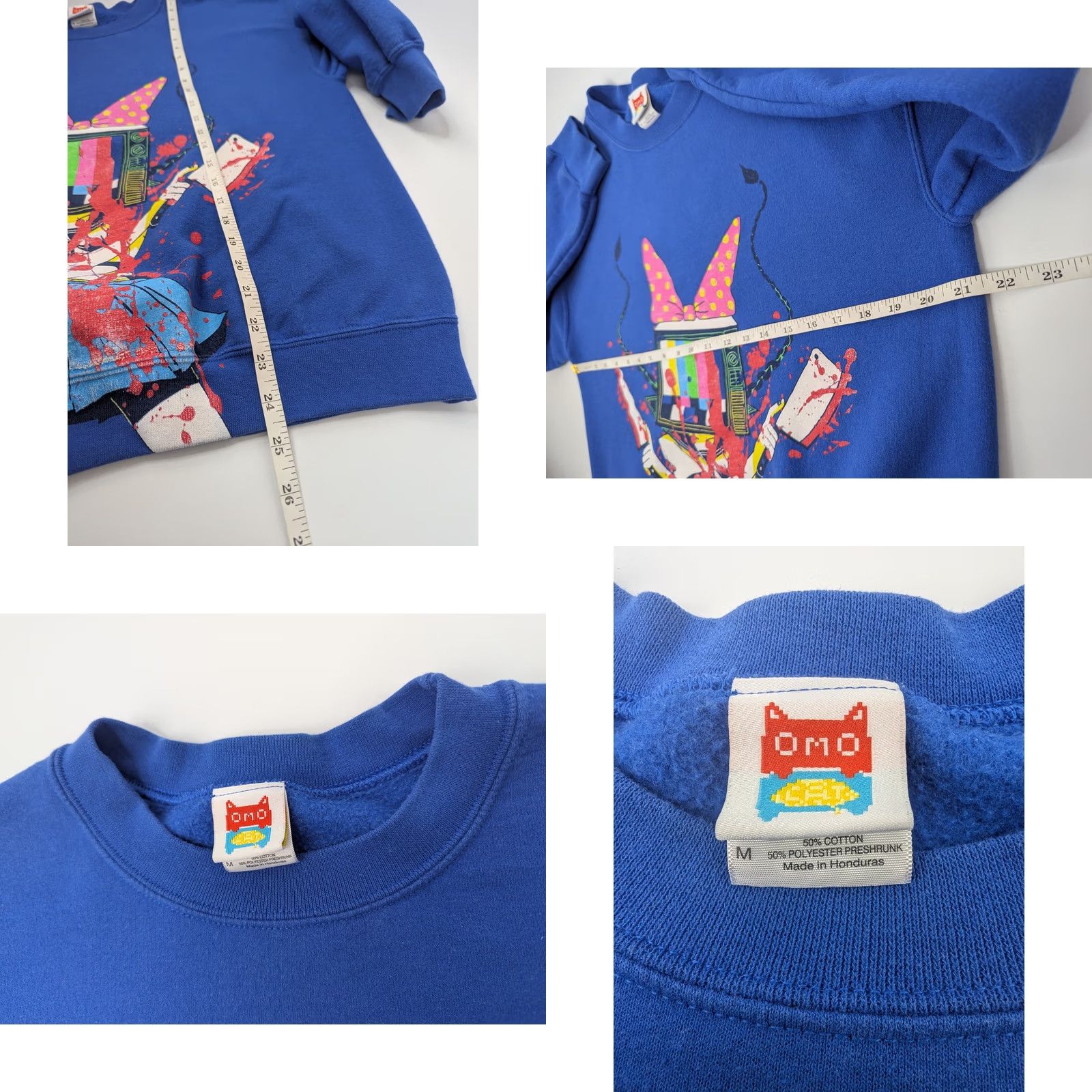 OMOCAT Omori Omocat TV Girl Sweatshirt Medium Blue Bloody Knife Anime Limited Edition Pullover Crew Neck Womens Size M / US 6-8 / IT 42-44 - 8 Thumbnail