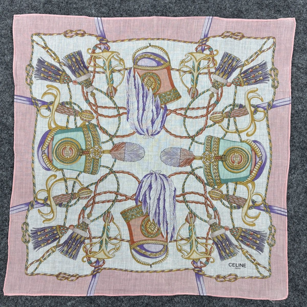Celine × Vintage Handkerchief # E009 # Bandana # Neckerchief Size ONE SIZE - 2 Thumbnail