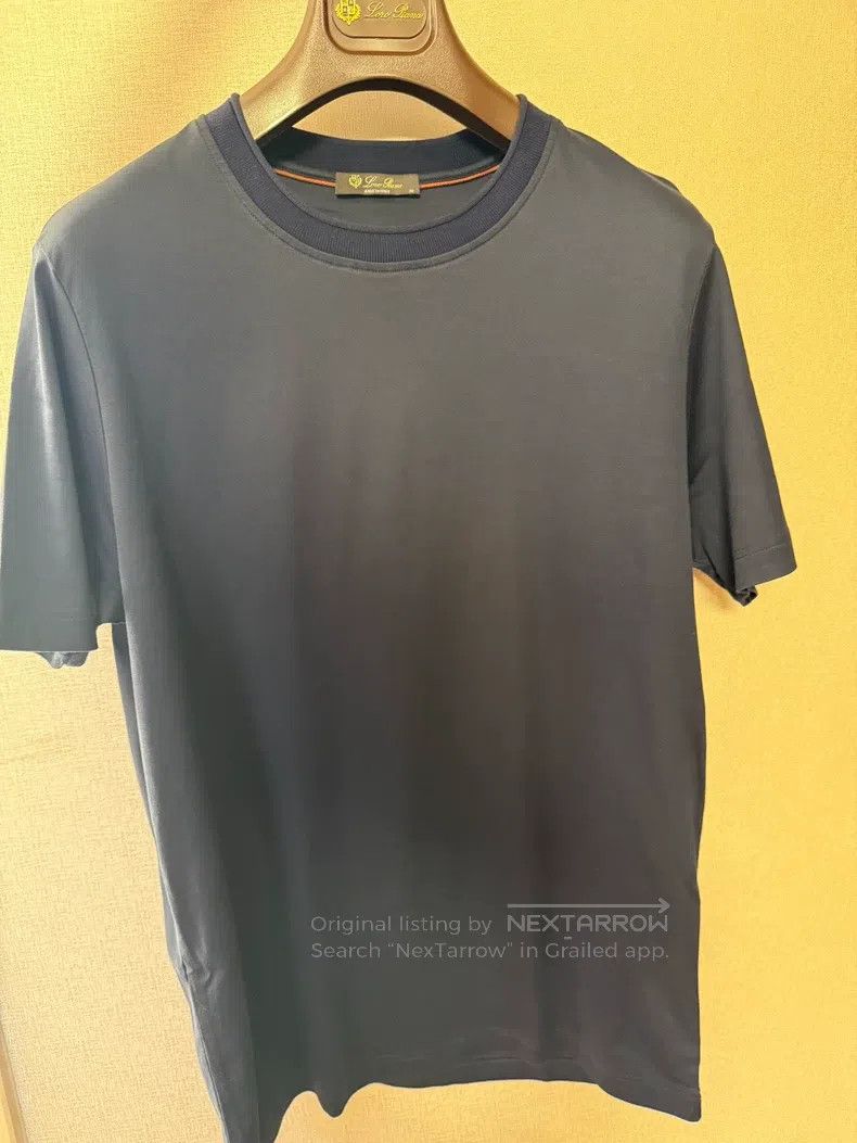 LORO PIANA Navy Blue Pure Cotton T-Shirt Wear Once Wash