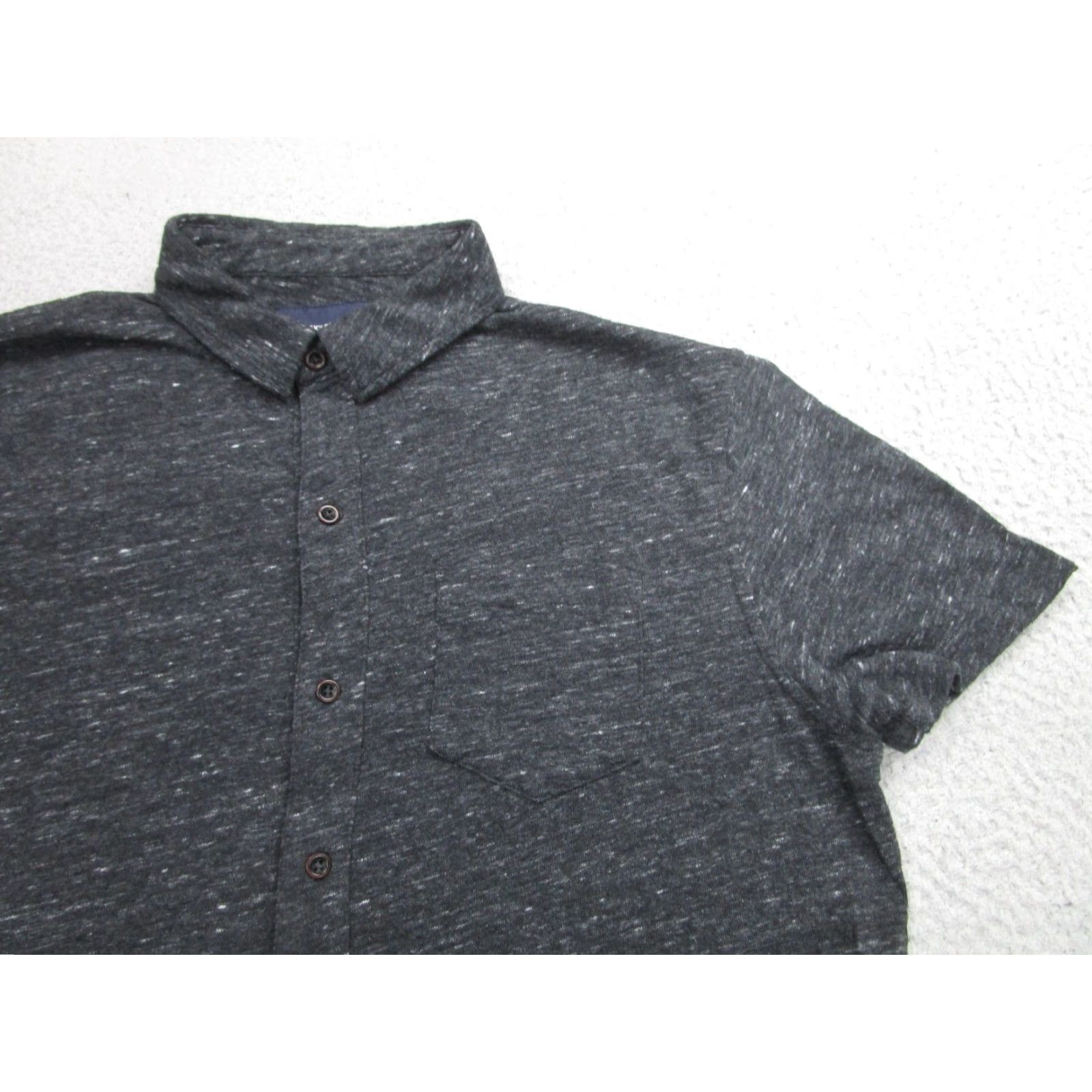 Lucky Brand Lucky Brand Shirt Mens Large Gray Short Sleeve Button Up Linen Blend Knit Casual Size US L / EU 52-54 / 3 - 2 Thumbnail