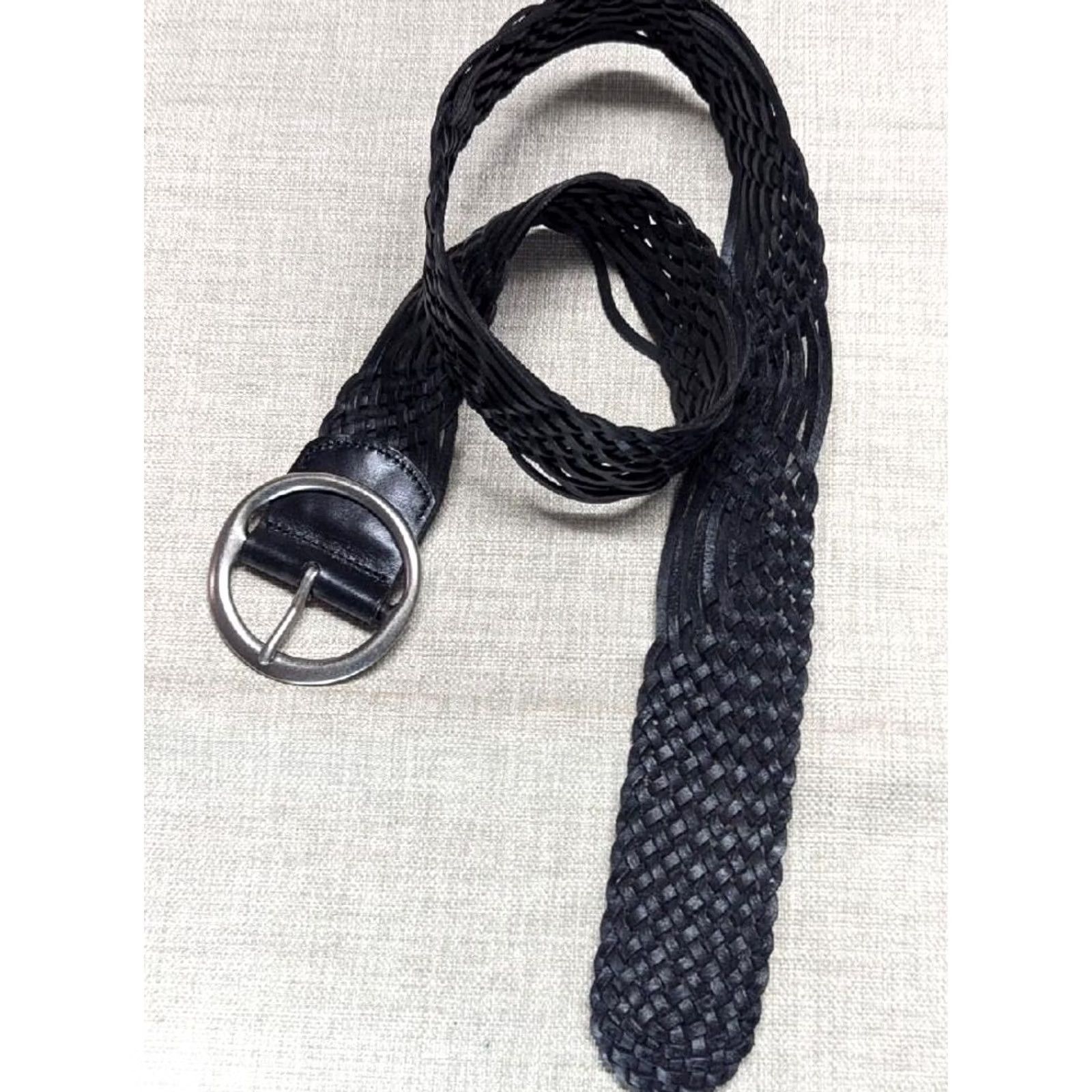 Fossil VINTAGE Fossil belt Women S 2-1/8" wide braided leather weave black Western belt size 28" waist Womens Size S / US 4 / IT 40 - 2 Thumbnail