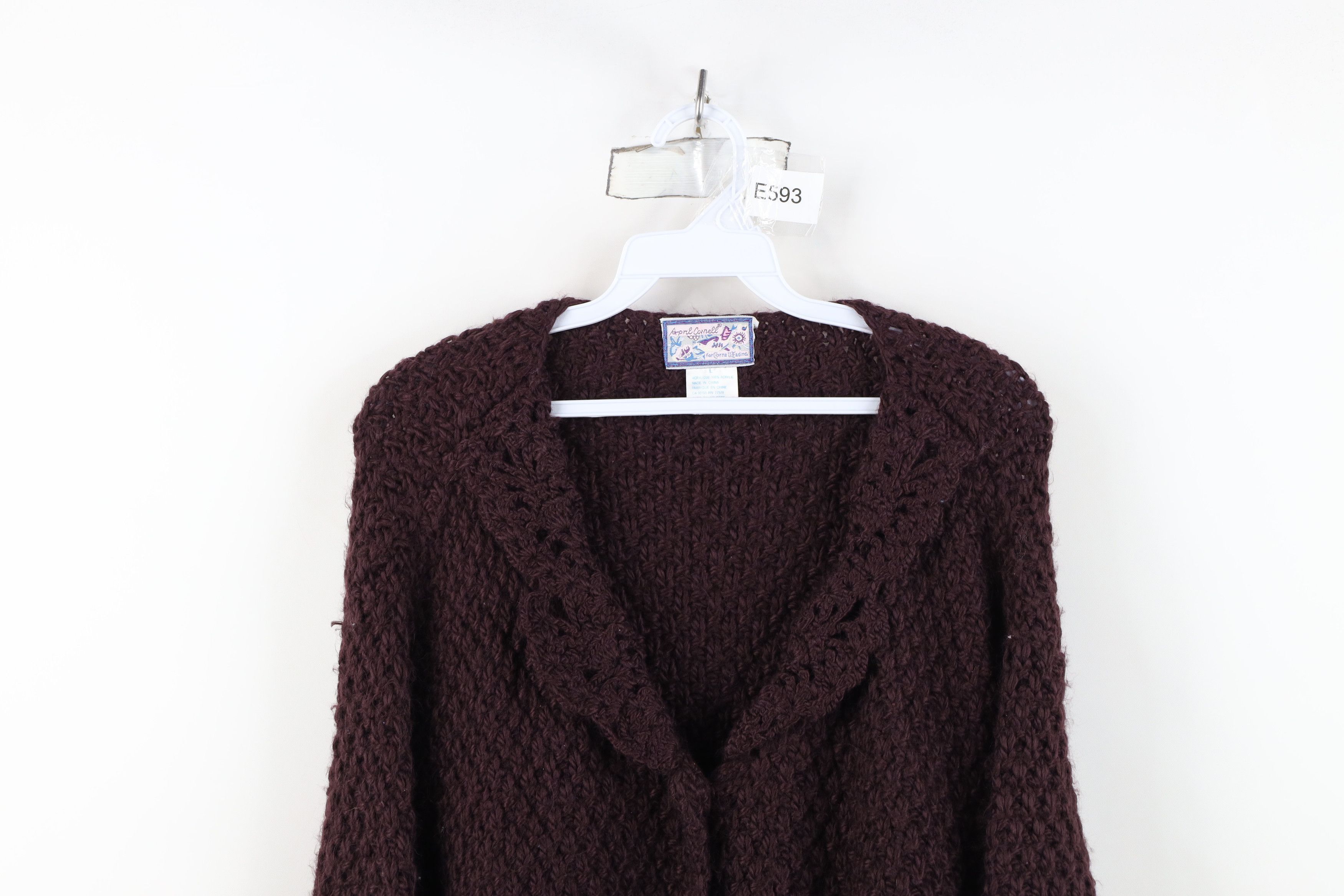 Vintage Vintage 90s Streetwear Crochet Knit Cardigan Sweater Purple Size L / US 10 / IT 46 - 2 Thumbnail