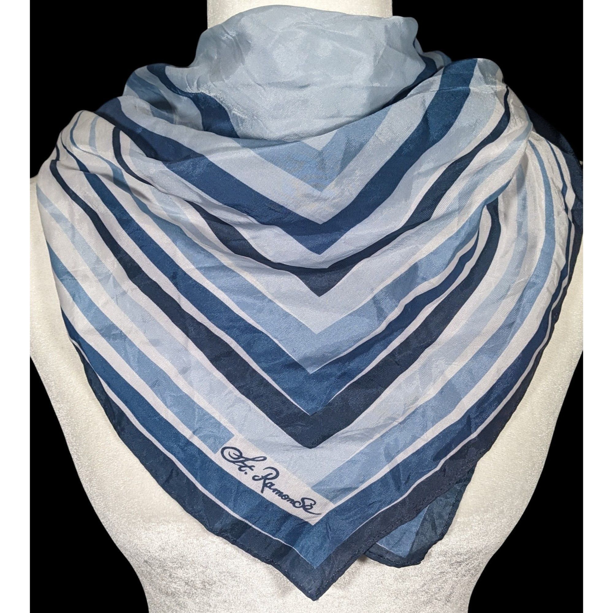 Other St. Ramon Blue And White Striped Square Scarf Size ONE SIZE - 1 Thumbnail