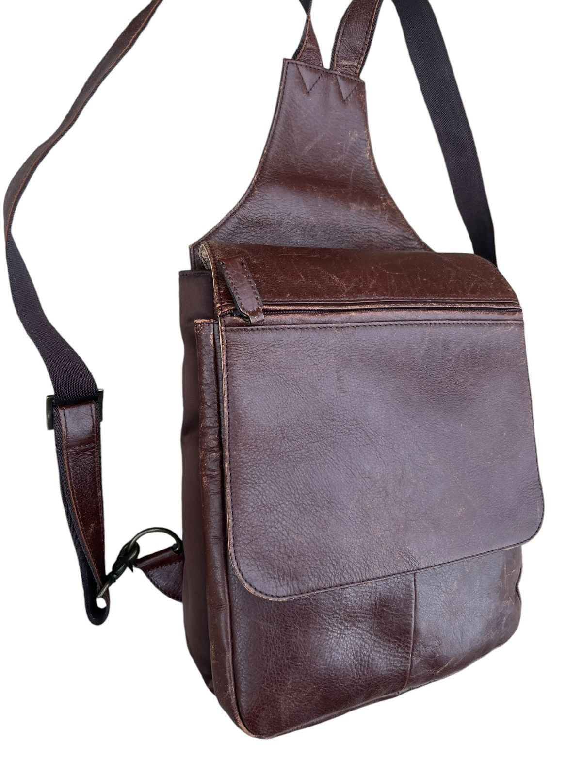 Leather Vintage HW Design Japan Hybrid Nylon Patina Leather Backpack Size ONE SIZE - 9 Thumbnail