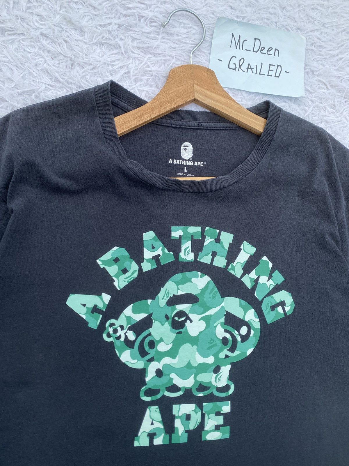 Bape Rare Vintage A Bathing Ape BAPE Camo College Logo Tshirt Size US L / EU 52-54 / 3 - 10 Thumbnail