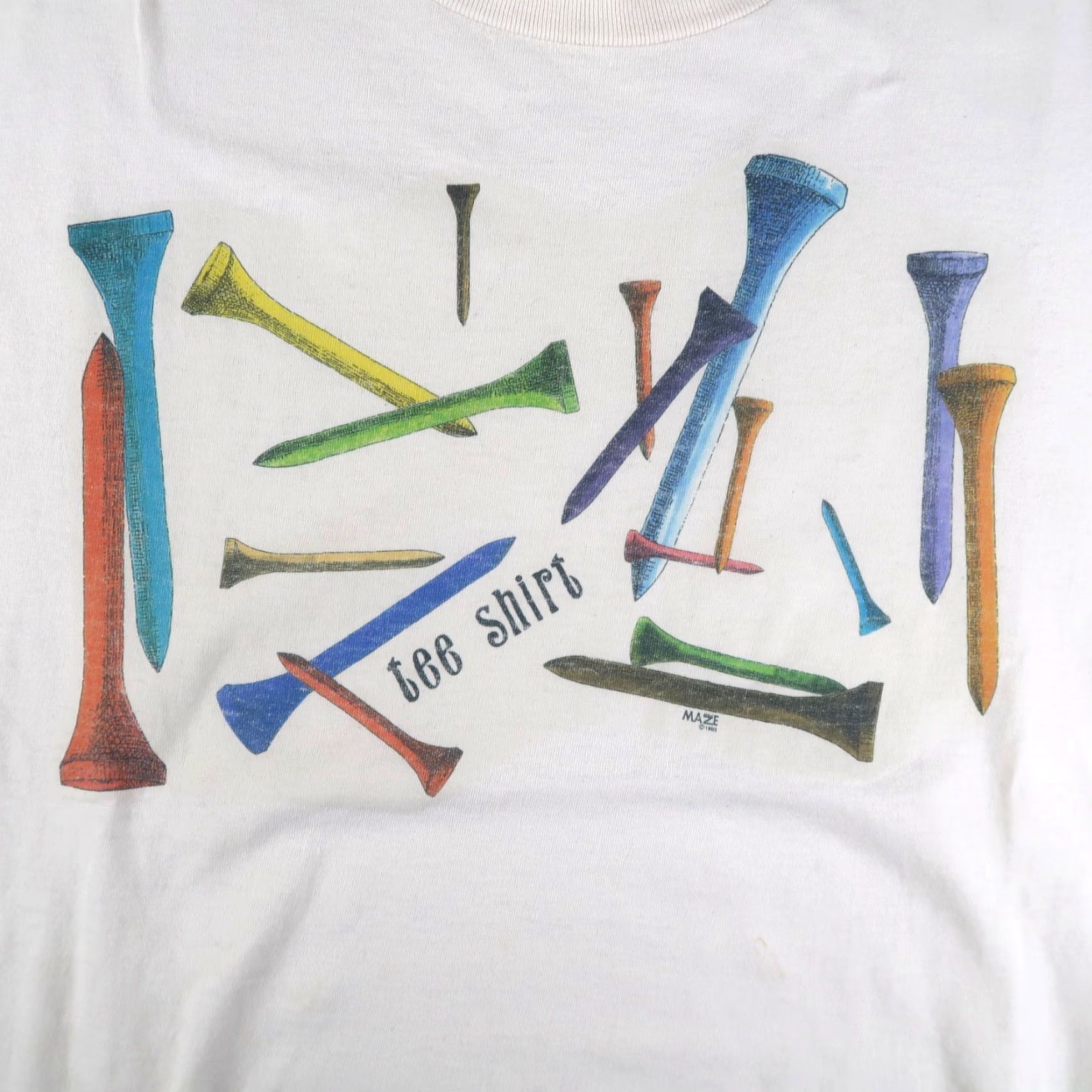 Vintage VINTAGE Maze Art Golf Tee Shirt L White 90s 1990s USA Made Mens Shirt Short Sleeve Crew Neck Size US L / EU 52-54 / 3 - 3 Thumbnail