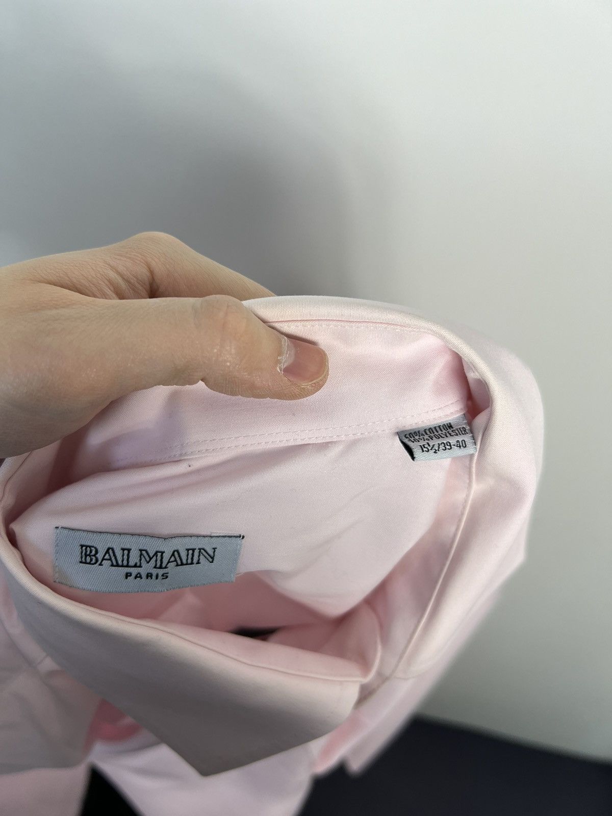 Balmain Shirt Balmain Paris Logo Buttons Powder Pink Vintage Size US XL / EU 56 / 4 - 5 Thumbnail