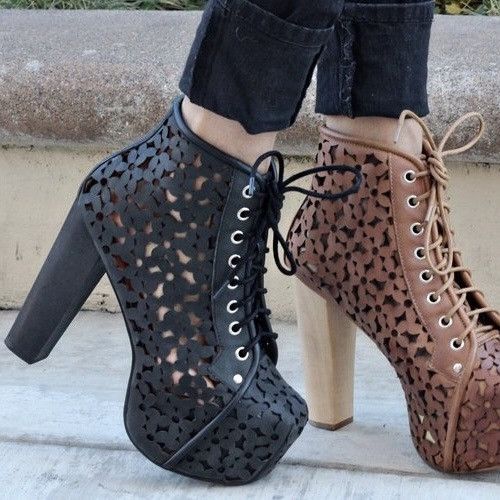 Jeffrey Campbell JEFFERY CAMPBELL Grey Leather Lita Daisy Platform Heels Size US 8 / IT 38 - 1 Thumbnail