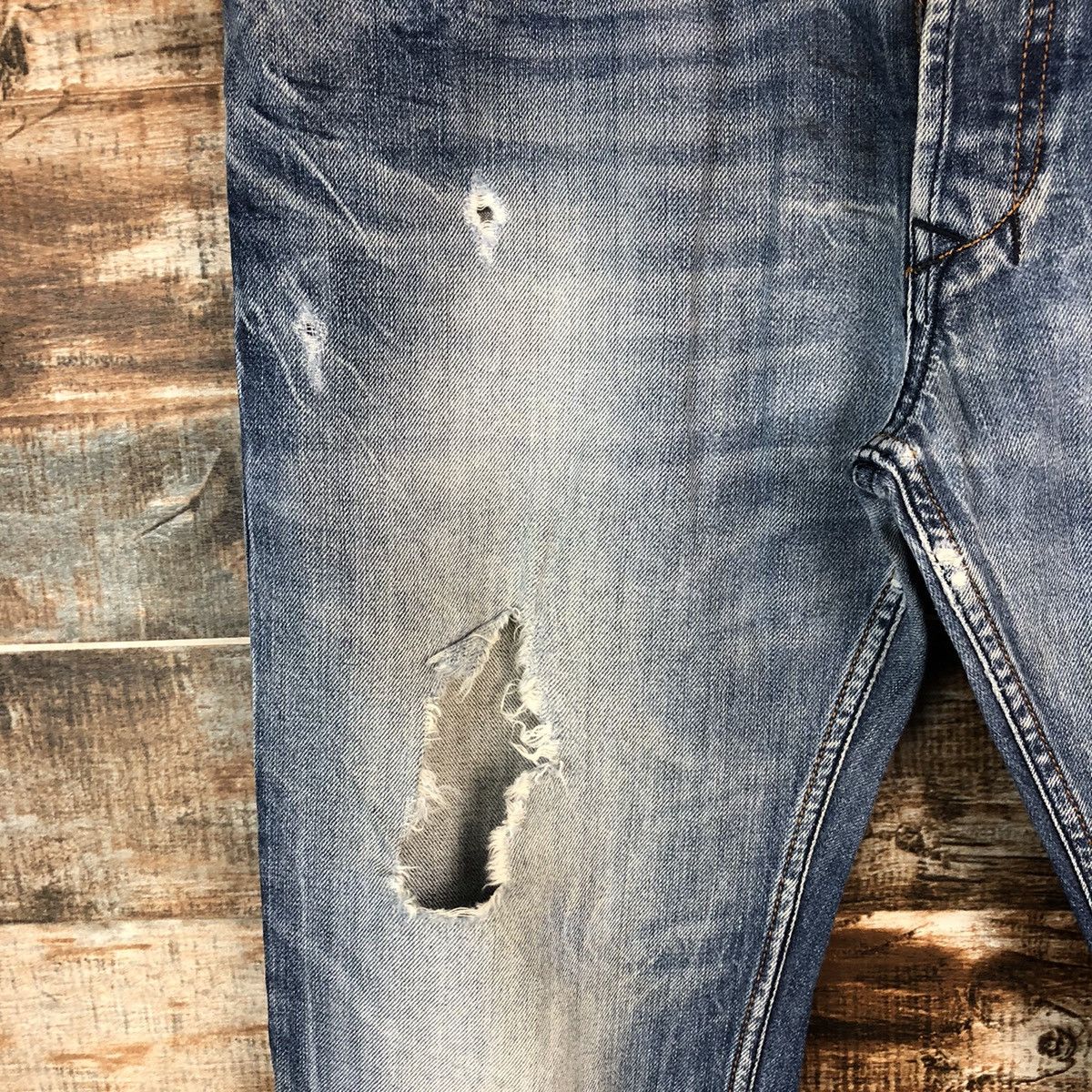 Diesel DL Diesel Industries Blue Distressed Denim Pants #C157 Size US 31 - 9 Thumbnail