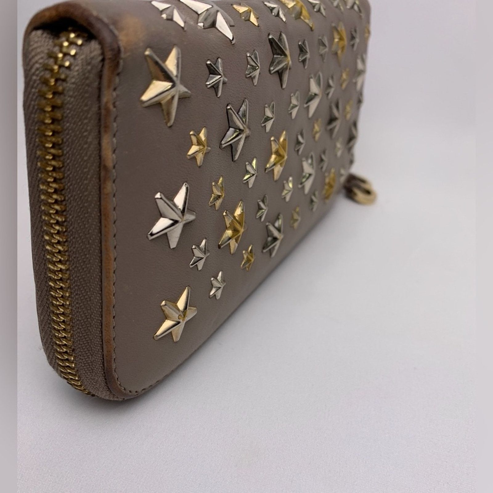 Jimmy Choo Jimmy Choo Filipe Star-Studded Brown Leather Zip Long Wallet Size ONE SIZE - 13 Thumbnail