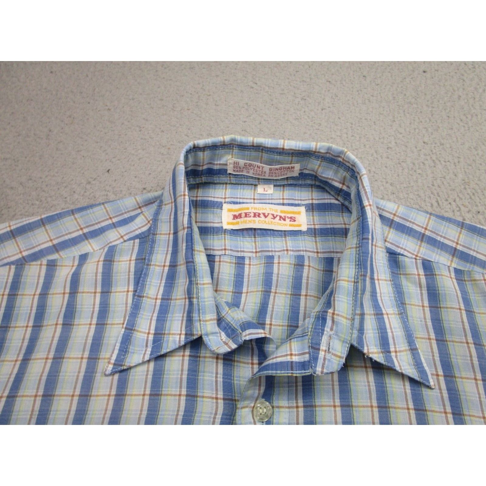 Vintage Vintage Mens Blue Plaid Tattersall Shirt Large L 80s 90s Size US L / EU 52-54 / 3 - 3 Thumbnail