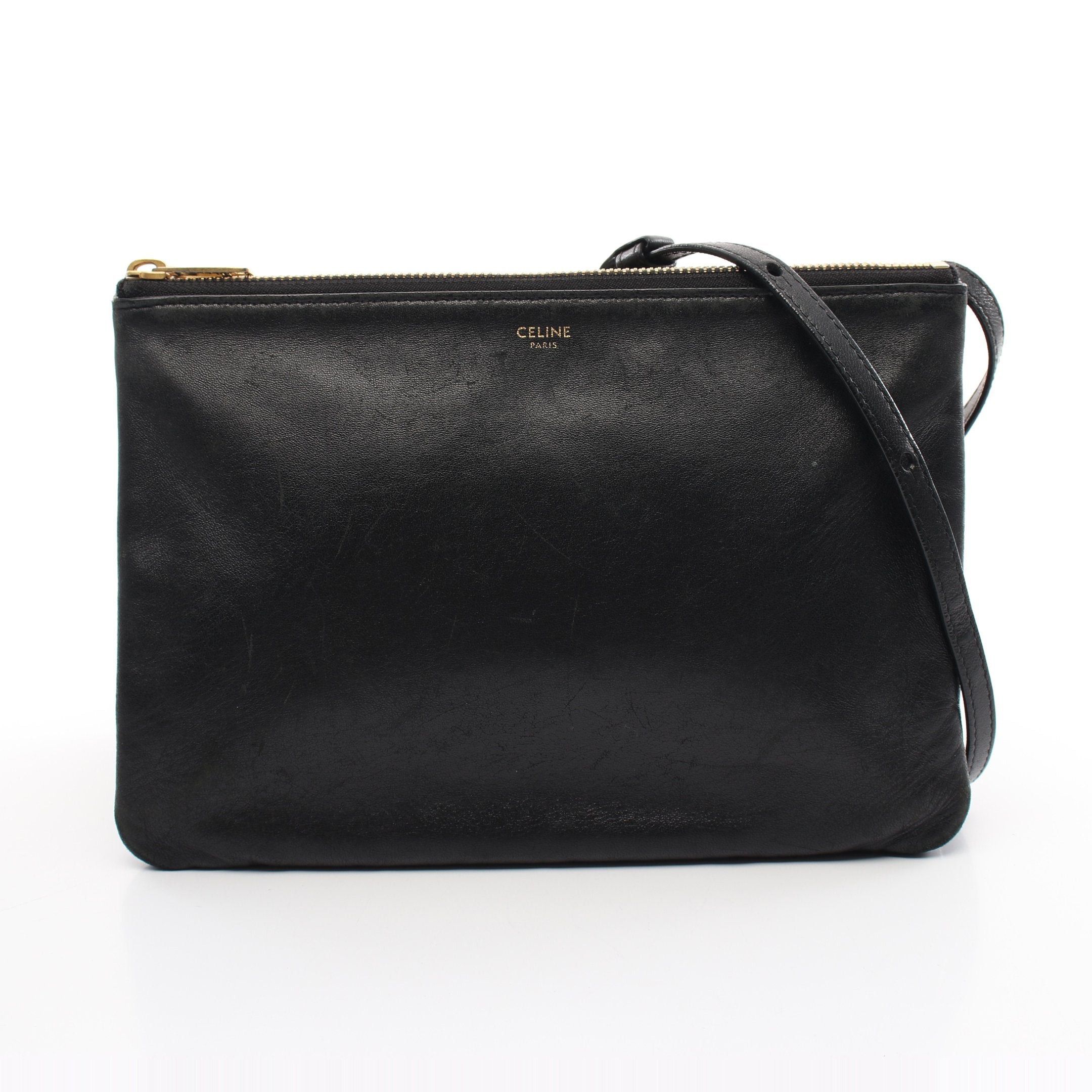 Celine Celine Trio Large Shoulder Bag Leather Black Size ONE SIZE - 1 Thumbnail