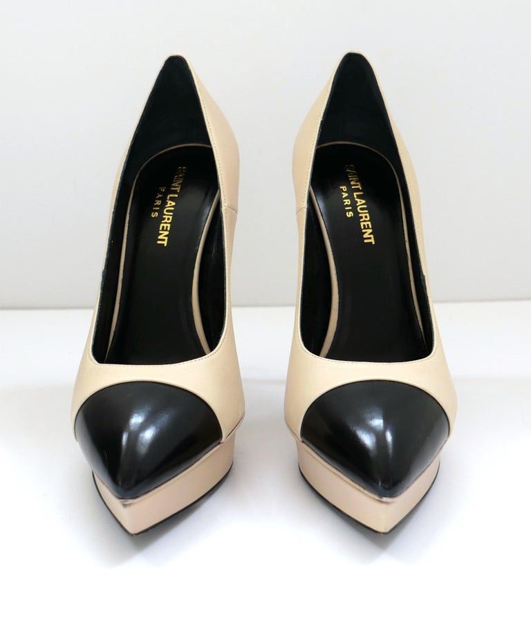 Saint Laurent Paris Saint Laurent Janis Beige & Black Pumps Heels Size US 9 / IT 39 - 2 Thumbnail