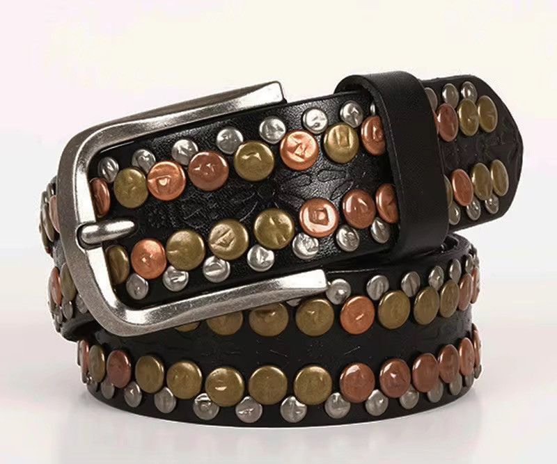 Japanese Brand × Vintage Round Rivet Studded Genuine Cowskin Leather Belt Size ONE SIZE - 1 Thumbnail