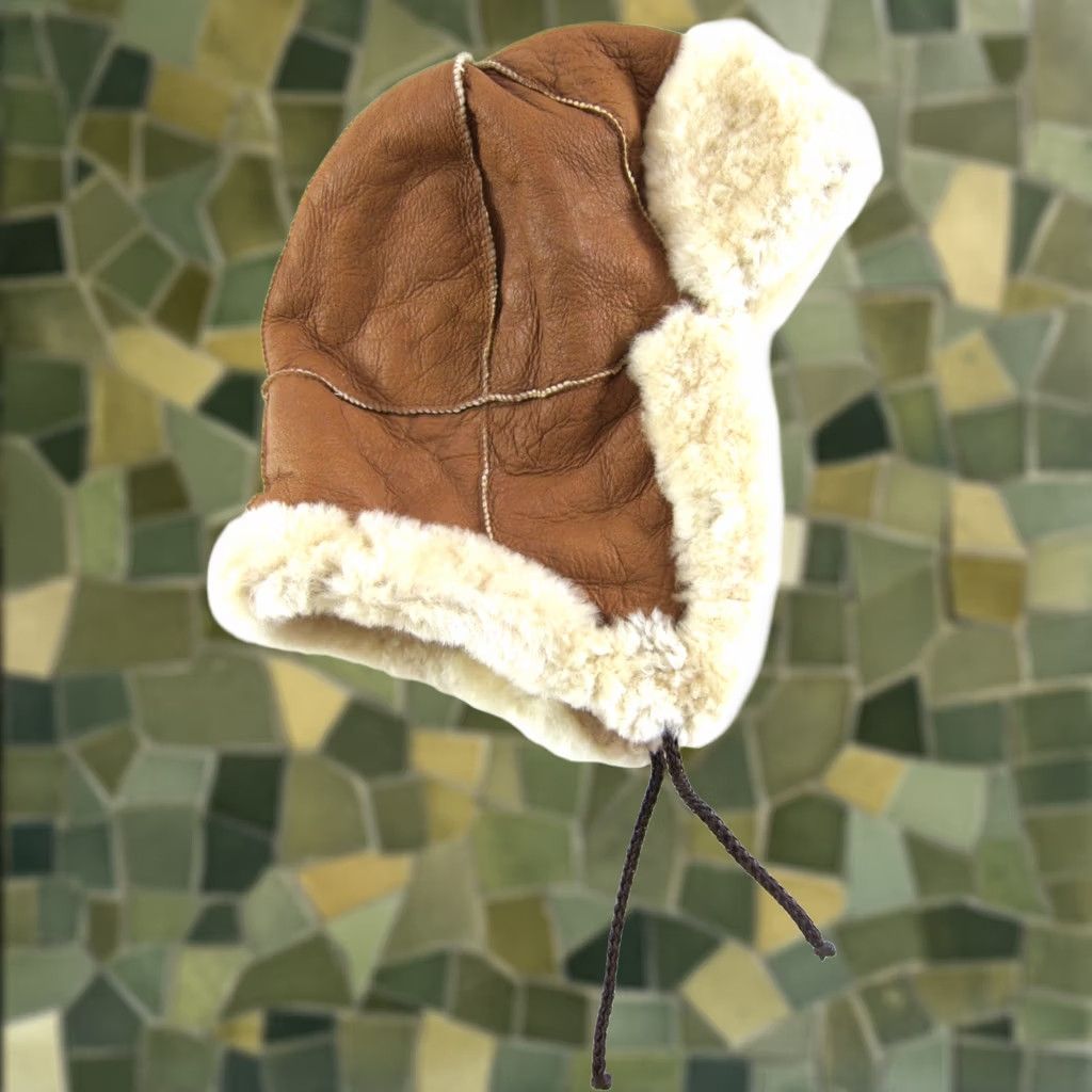 Vintage VINTAGE Brown Tan Leather Fur Lined Bomber Trapper Hat One Size Womens Size ONE SIZE - 1 Thumbnail