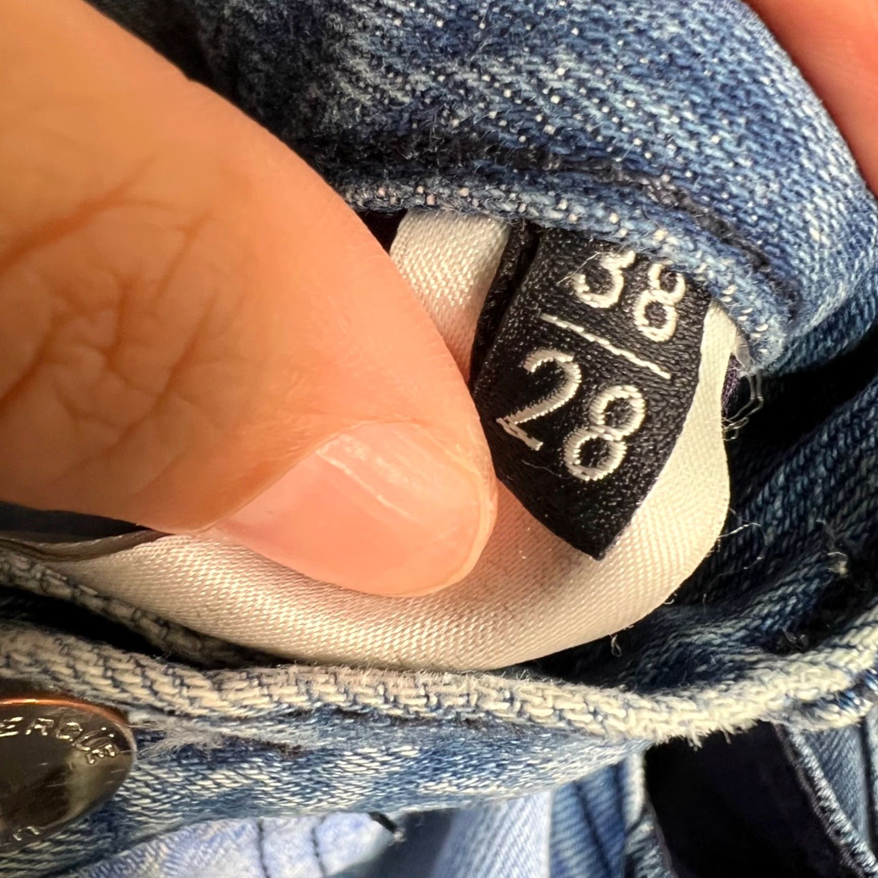 Vintage Uterque Jeans Womens Patchwork Denim High Waist Straight Leg Size 28 Blue Cotton 5-Pocket Denim Jeans Womens Band Size 28" / US 6 / IT 42 - 4 Thumbnail