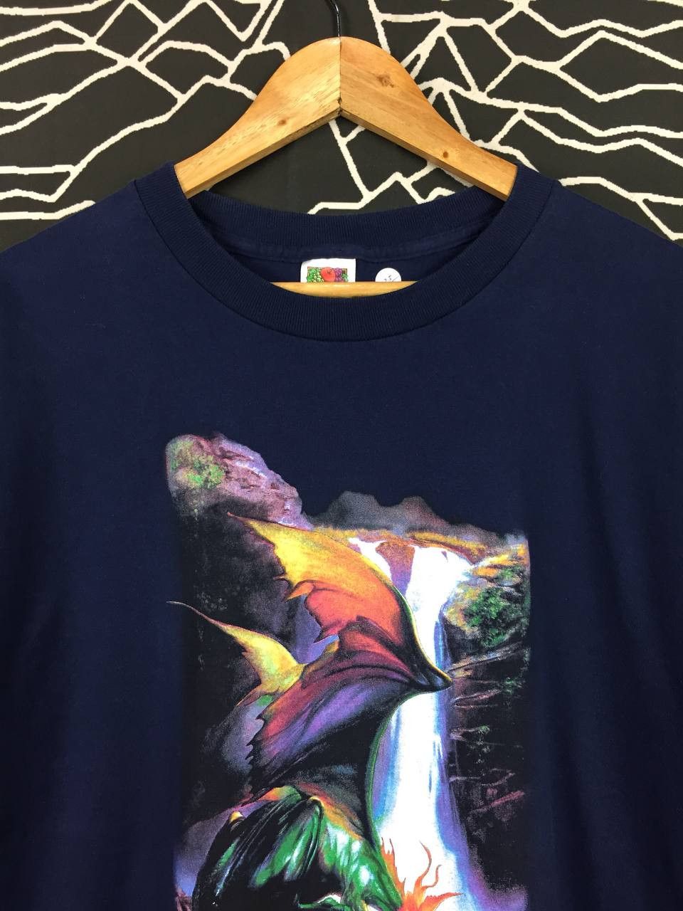 Fruit Of The Loom × Vintage Vtg 00s Boris Vallejo Julie Bell Dragon Waterfall Art Tee Size US XL / EU 56 / 4 - 3 Thumbnail