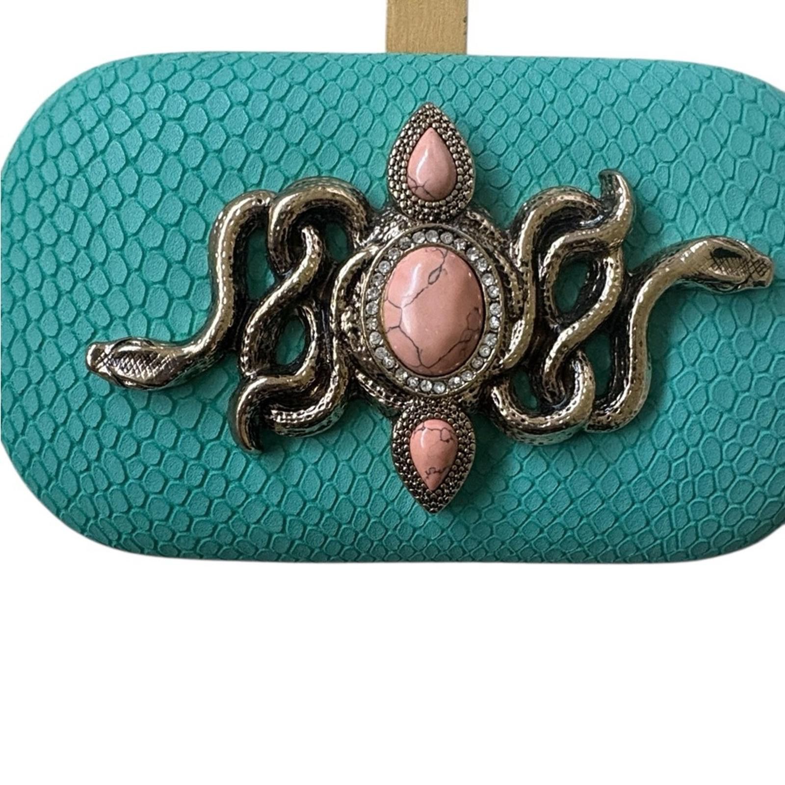 Other Samantha Wills Hand Crafted Turquoise Snakeskin Clutch Size ONE SIZE - 6 Thumbnail