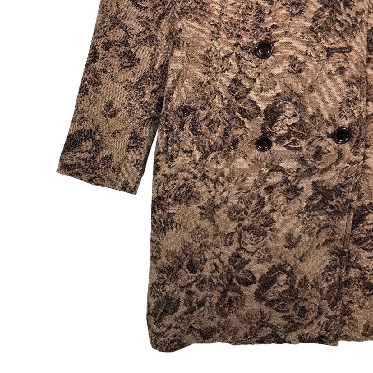 Tornado Mart 🔥Rich Brown - Double Breast Fly Coats Jacket Flower Over Size M / US 6-8 / IT 42-44 - 4 Thumbnail