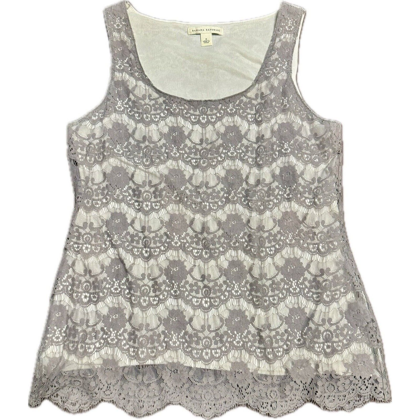 Banana Republic Banana Republic Women's Fully Lined Lace Floral Shell Small Size S / US 4 / IT 40 - 1 Thumbnail