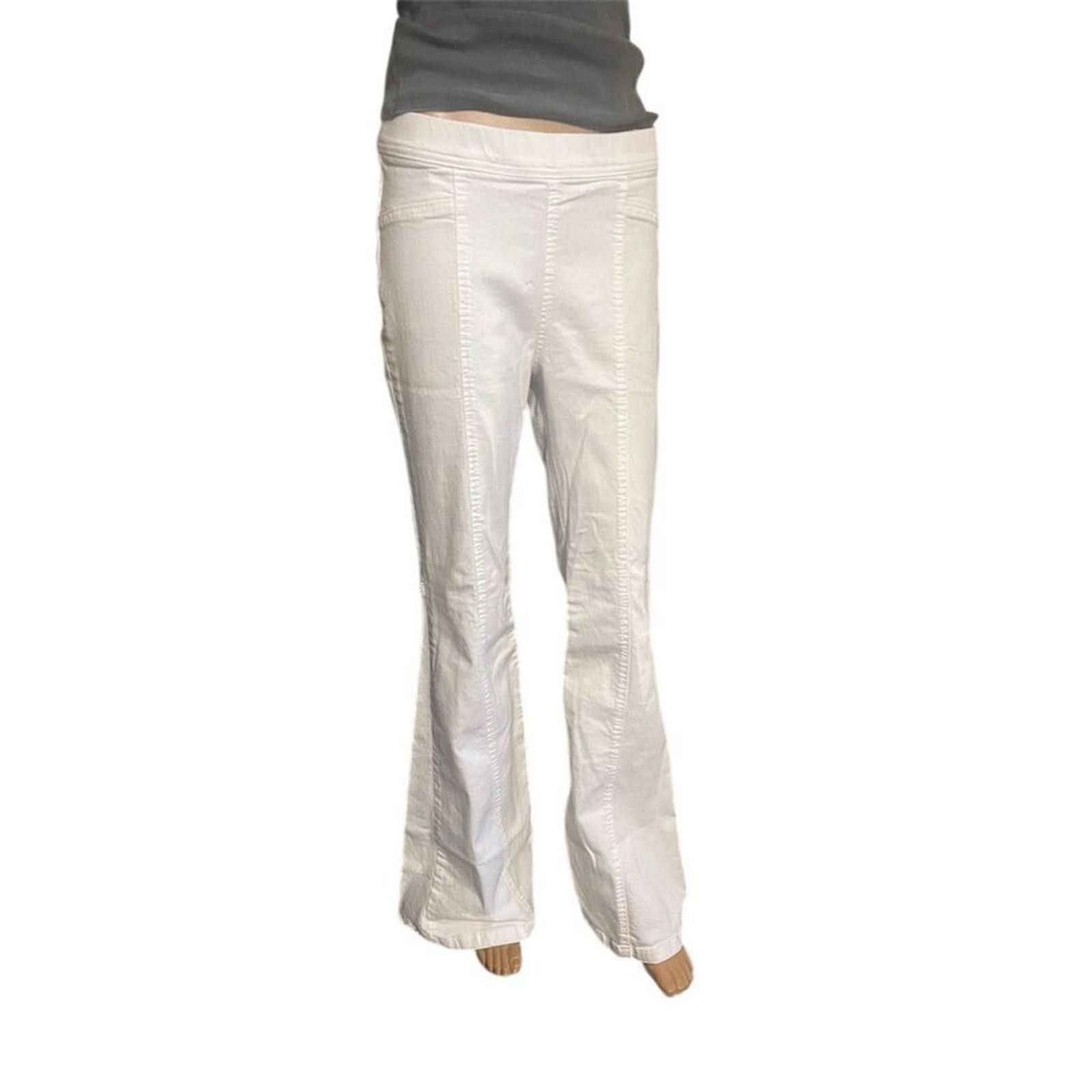 Celio Cello wide bell bottom flare Leg Stretch Pants White Size L Size 36" / US 14 / IT 50 - 3 Thumbnail