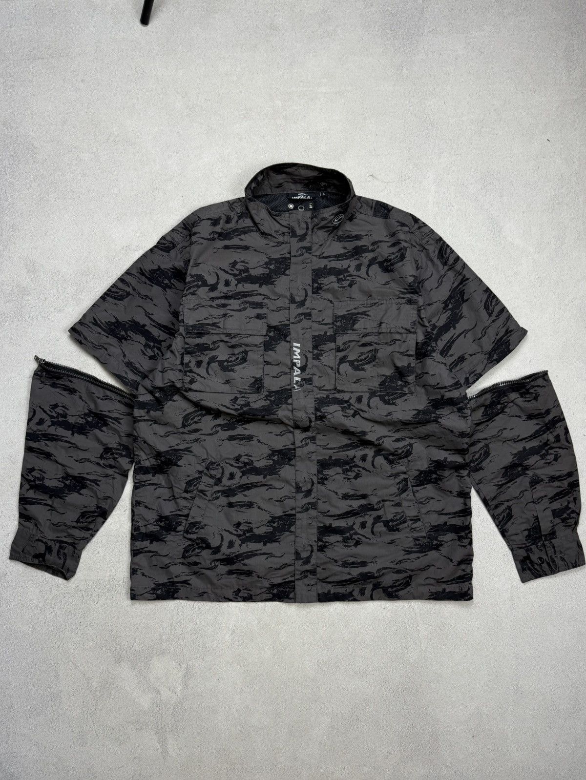 IMPALA 2 in 1 Tactical Jacket Black Camo Detachable Sleeves