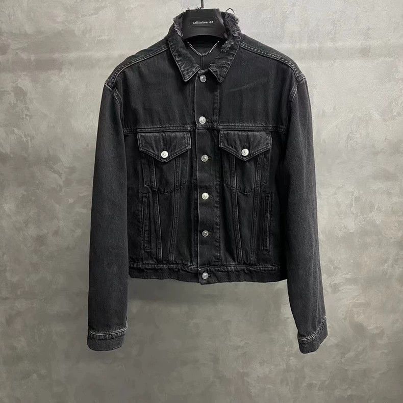Balenciaga latest black sinners embroidered logo denim jacket