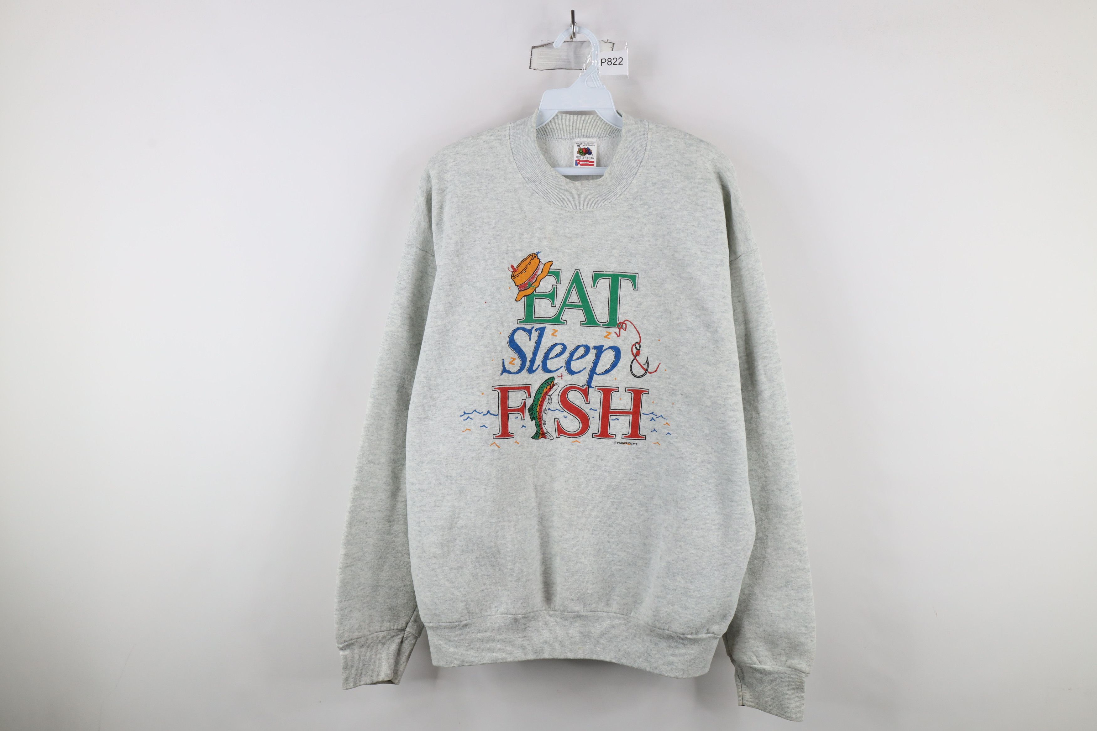 Vintage Vintage 90s Streetwear Fish Crewneck Sweatshirt Gray USA Size US XL / EU 56 / 4 - 1 Thumbnail