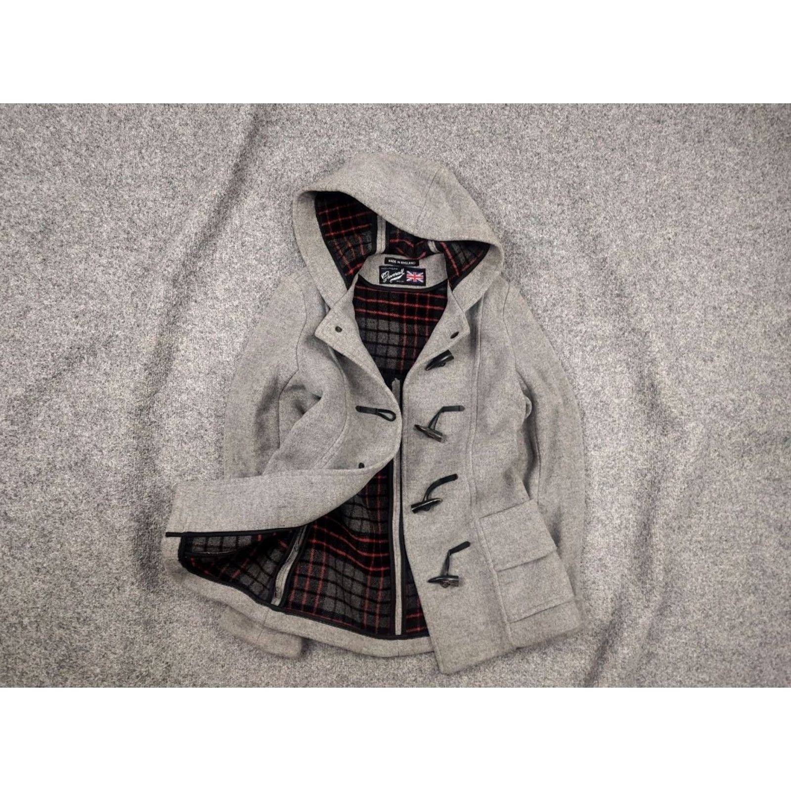 Gloverall VINTAGE Gloverall Duffle Coats Gray Wool Button Hooded Women's Short Jacket Size 28" / US 6 / IT 42 - 2 Thumbnail