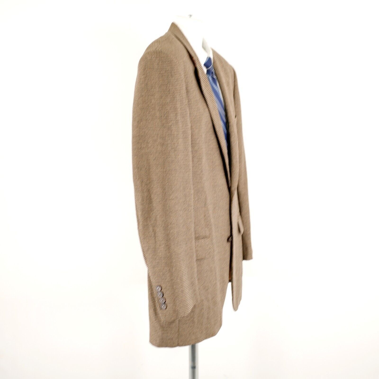 Jos. A. Bank Jos A Bank Wool Silk Blue Brown Tan Check Sport Coat 42L 2 B Size 42L - 7 Thumbnail