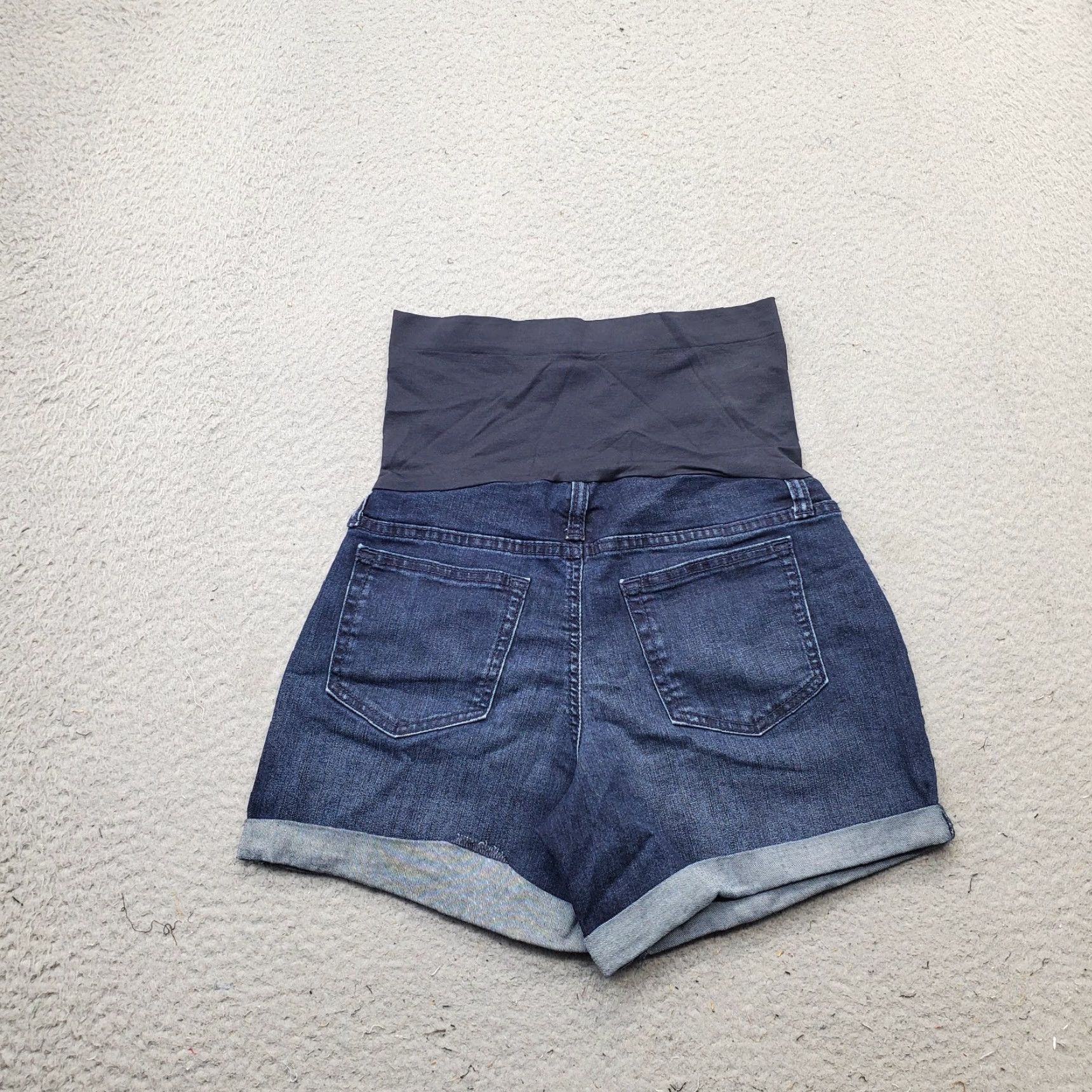 Vintage a:glow Womens 6 Blue Denim Stretch Cuffed Tube Waist Maternity Boyfriend Shorts Shirt? Size 28" / US 6 / IT 42 - 2 Thumbnail