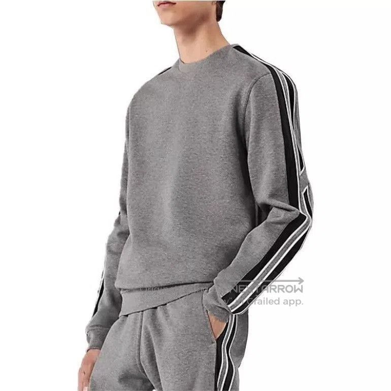Hermes Gray Long Sleeve Sweatshirt with Striped Sleeves. Size US M / EU 48-50 / 2 - 6 Thumbnail