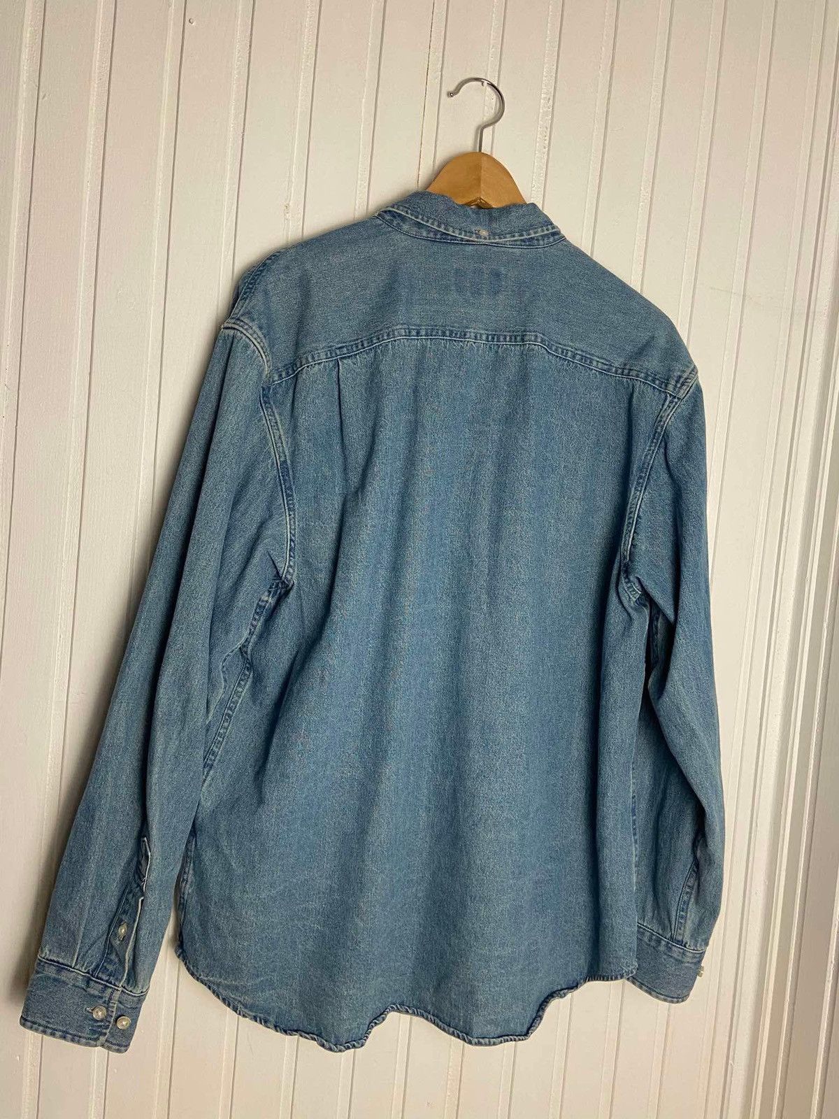 Supreme Used Supreme Classic Logo Denim Shirt FW20 Size L Blue 