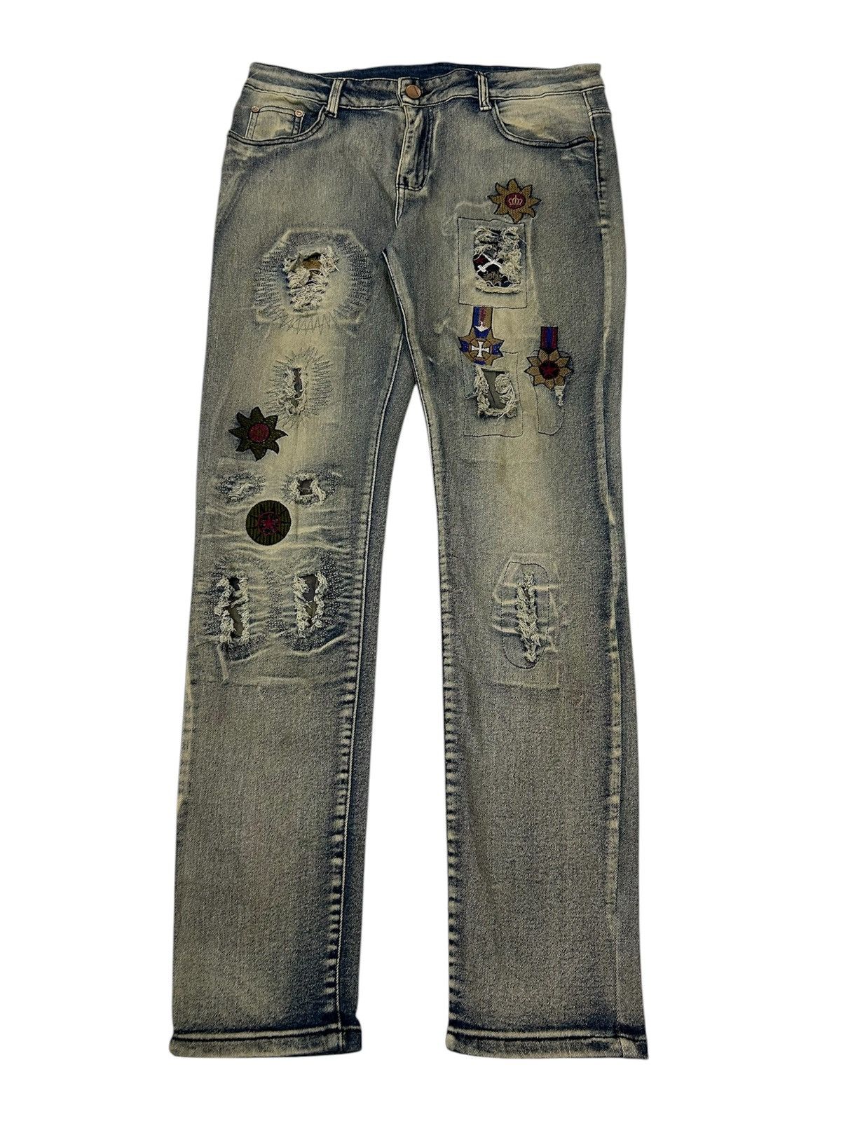 Japanese Brand Vintage Japanese Mud wash Crazy Patchwork Distressed Jeans Size US 32 / EU 48 - 1 Thumbnail