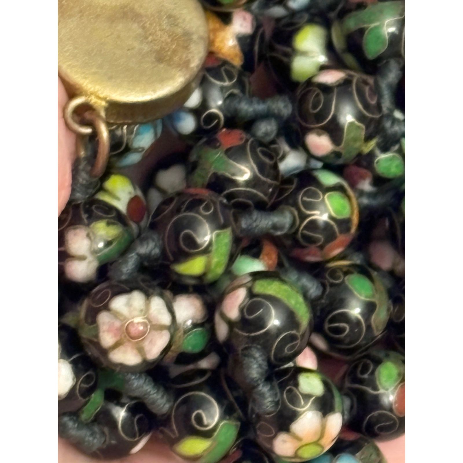 Other Vintage Chinese Cloisonne Necklace 30in Knotted Silk 8mm Size 30 - 13 Thumbnail