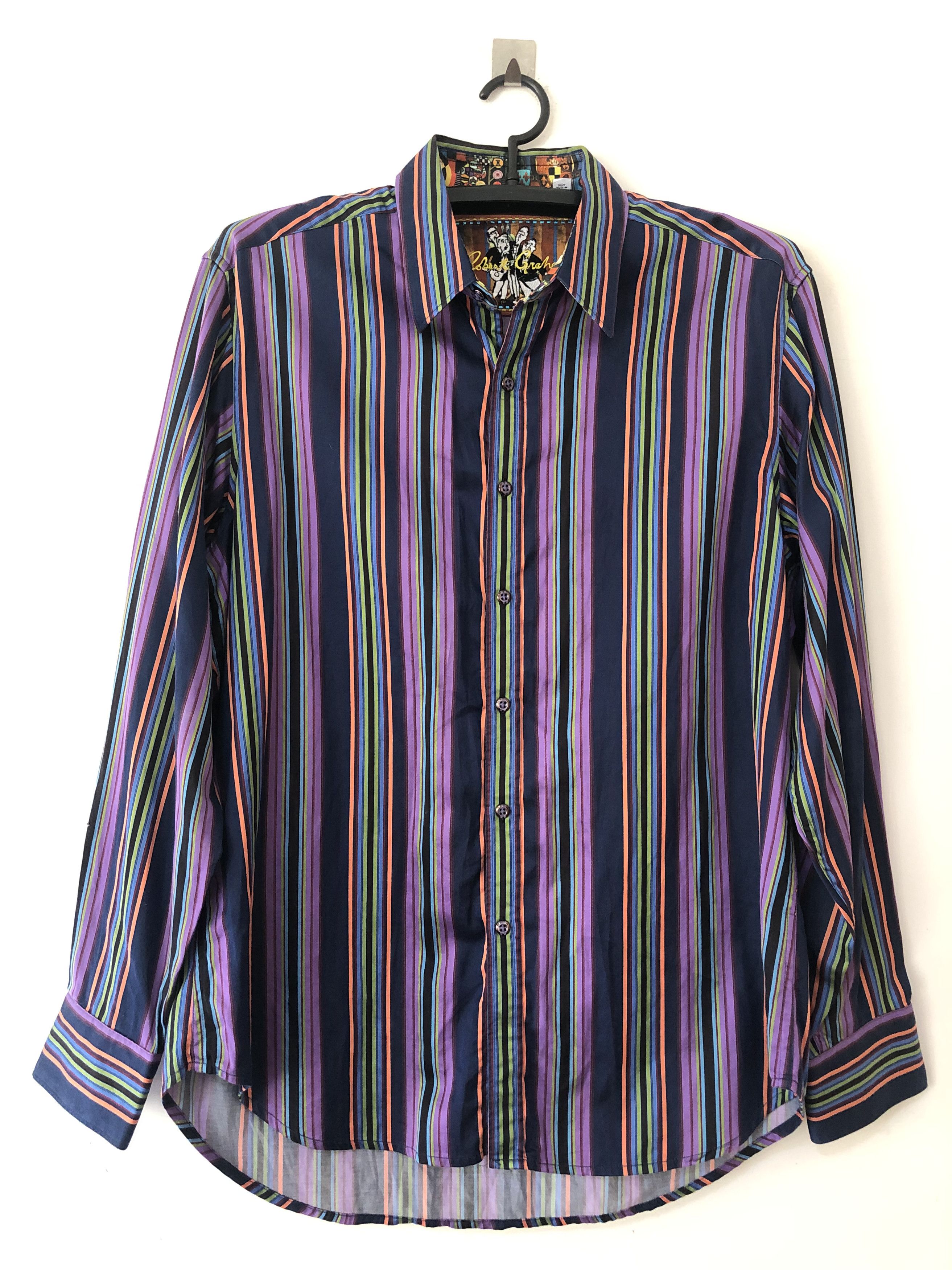 Robert Graham Multicolor Striped Flip Cuff/Collar Long selling Sleeve Shirt Size 2XL