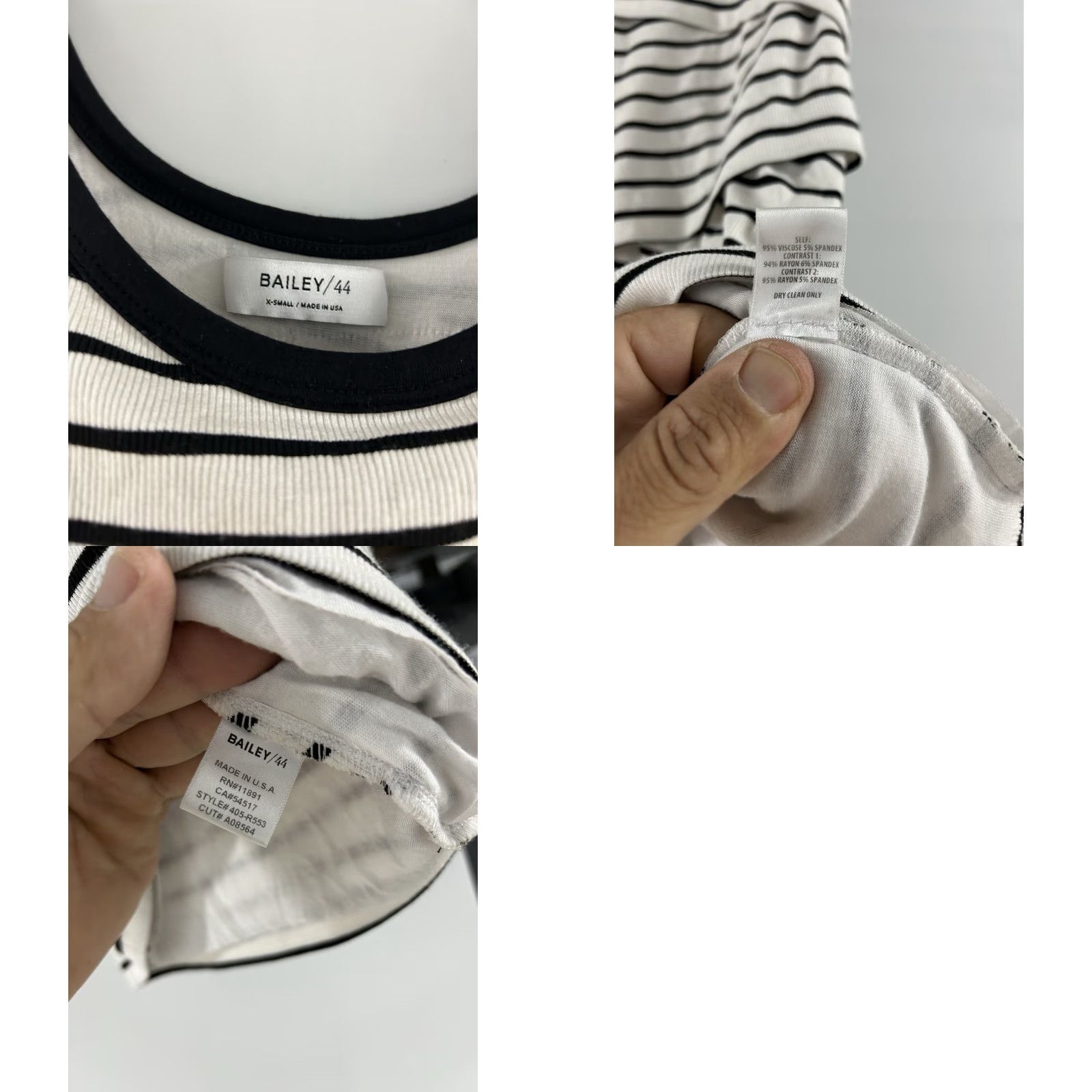 Bailey 44 Women Bailey44 White/Black Stripe Knit Asymmetrical Bodycon Column Dress Size XS Size XS / US 0-2 / IT 36-38 - 8 Thumbnail