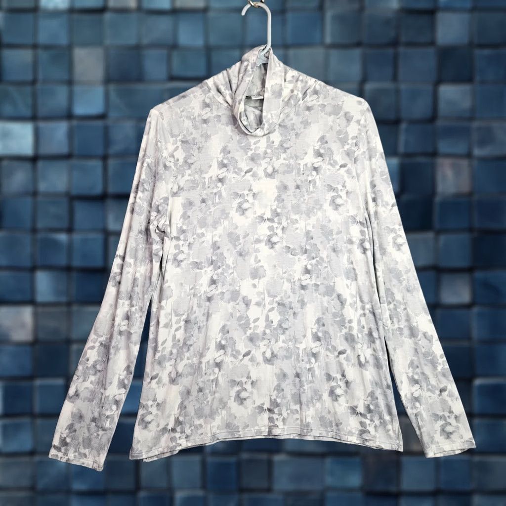 White House Black Market White House Black Market Women's Gray Cowl Neck Long Sleeve Top M Shirt Blouse Size M / US 6-8 / IT 42-44 - 1 Thumbnail