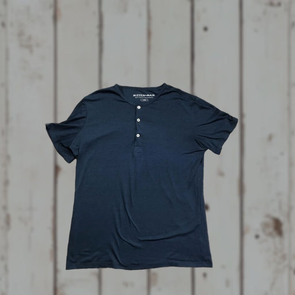 Mizzen+Main Mizzen+Main Henley Shirt Mens Large Blue Short Sleeve Tagless Casual Knit T-Shirt Size US L / EU 52-54 / 3 - 1 Thumbnail