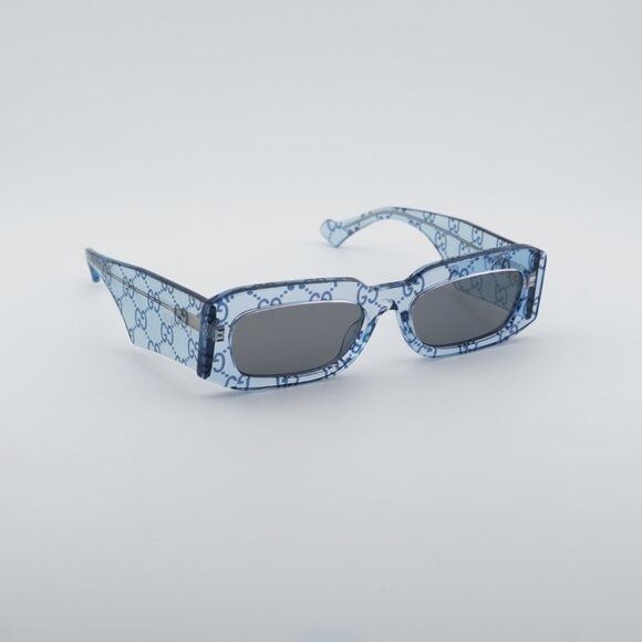 Gucci Gucci GG1426S 006 Sunglasses Light Blue with GG Pattern Size ONE SIZE - 4 Thumbnail