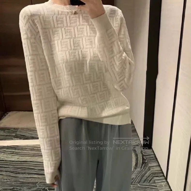 Fendi FENDI Logo Print Crewneck Long Sleeve Sweater. Size US M / EU 48-50 / 2 - 8 Thumbnail