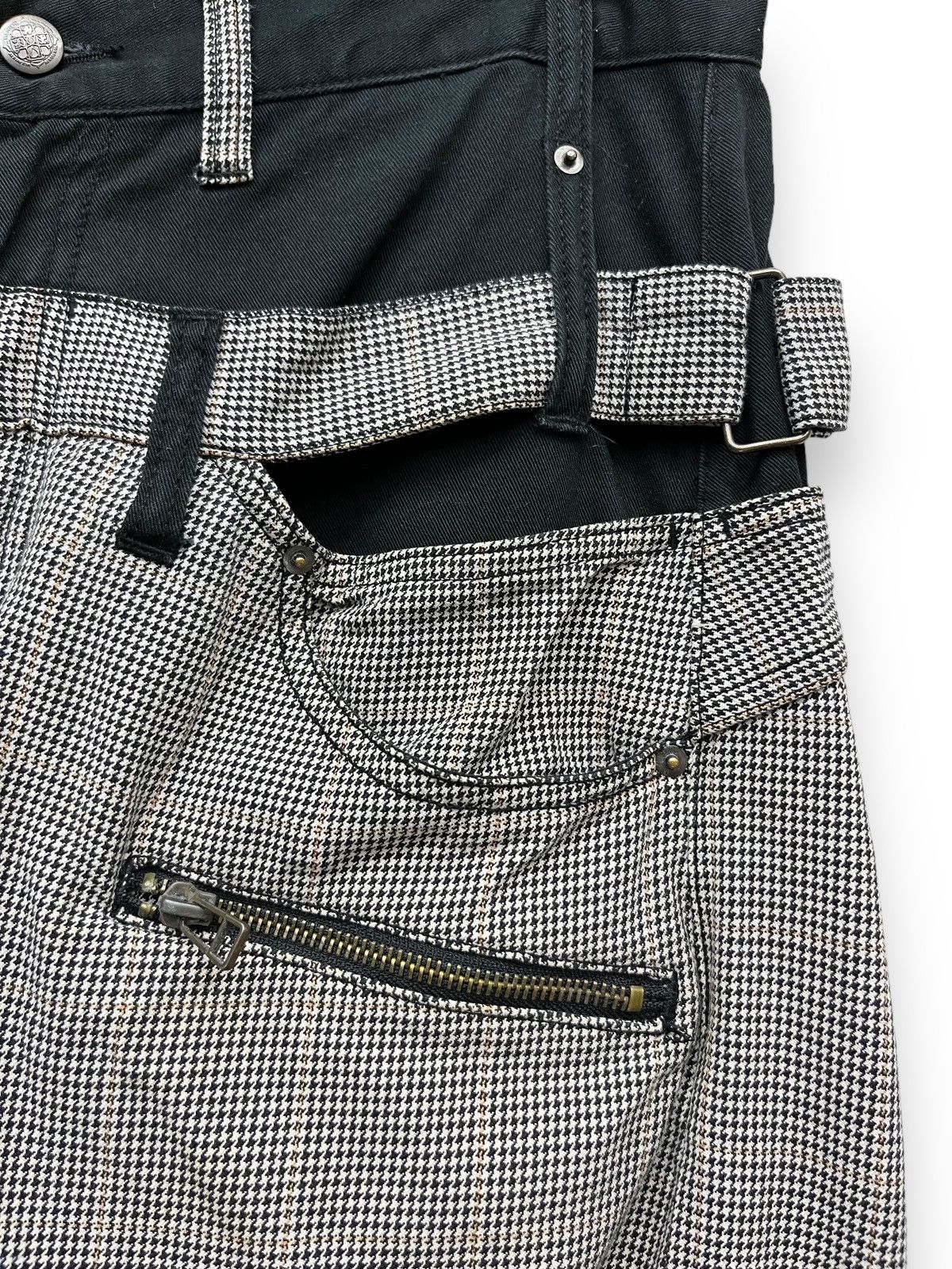 Roots 🔥ROOTTHREE Punk 2 Tone Double Waist Houndstooth Check Pants Size US 32 / EU 48 - 3 Thumbnail