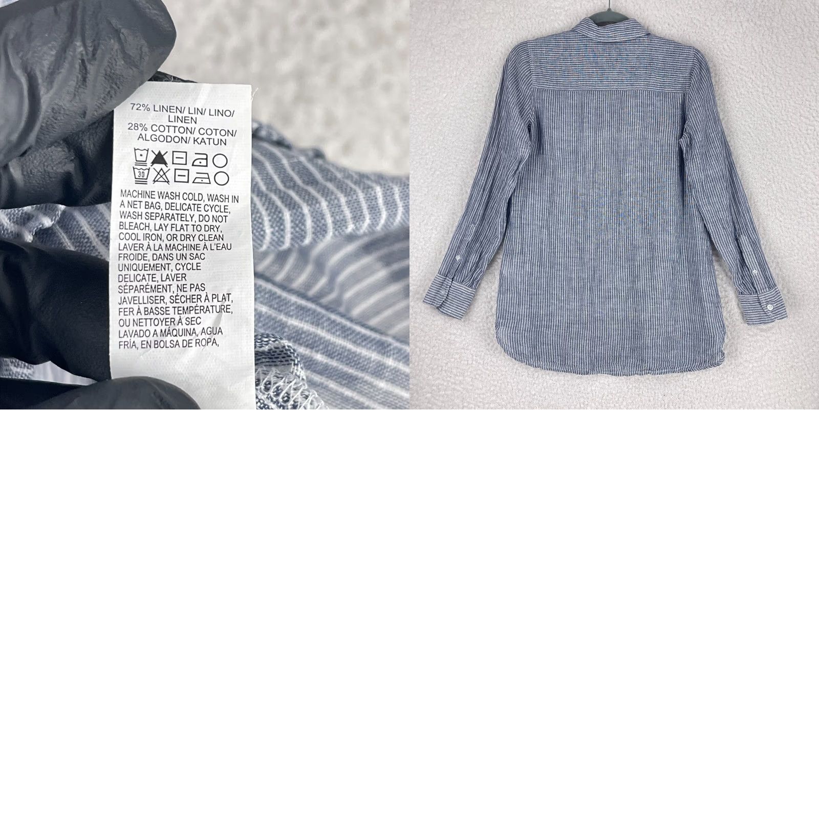 Lucky Brand Lucky Brand Womens XS Blue Stripe Linen Blend Button-Up Shirt Casual Shirt XS Regular Women Blue Striped Button-Up Bohemian Linen Blend Casual Size XS / US 0-2 / IT 36-38 - 9 Thumbnail